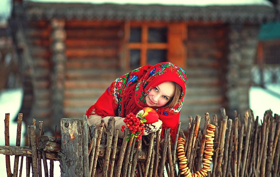 Sexy girl Women in Slavic costumes in Bangkok